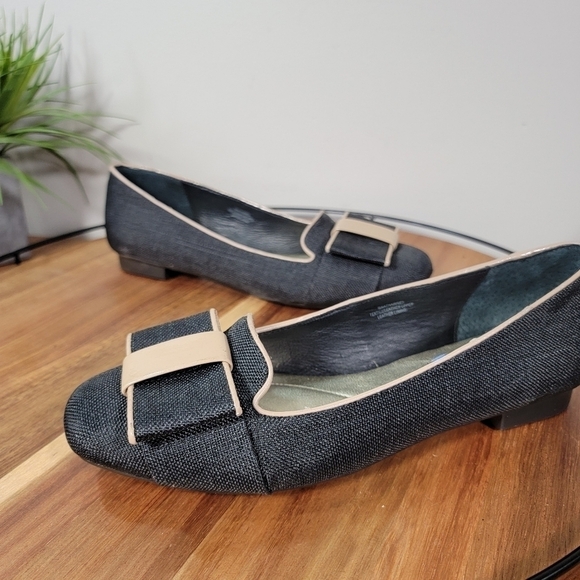 Isaac Mizrahi Linen Bow Front Square Toe Flats Size 6.5 - Picture 6 of 17